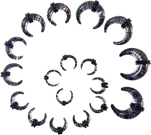 18PCS Acrylic Septum Stretching Kit Ear stretching kit Crescent Tapers Set Ear Gauges 14G 12G 10G 8G 6G 4G 2G 0G 00G Stretcher Expander Spiral Nose Septum Rings Septum jewelry in Saudi Arabia