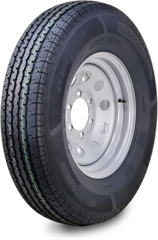 مجموعة عجلات إطارات مقطورة Free Country ST215/75R14 8-Ply D 107M 5 العروة على 4.5 بوصة PCD عجلة Mod فضية in Saudi Arabia