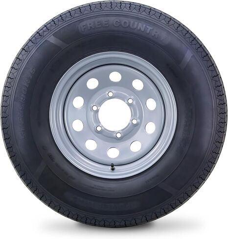 مجموعة عجلات إطارات مقطورة Free Country ST215/75R14 8-Ply D 107M 5 العروة على 4.5 بوصة PCD عجلة Mod فضية in Saudi Arabia