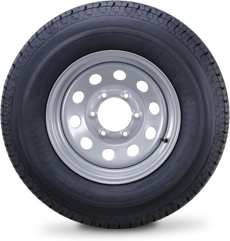 مجموعة عجلات إطارات مقطورة Free Country ST215/75R14 8-Ply D 107M 5 العروة على 4.5 بوصة PCD عجلة Mod فضية in Saudi Arabia