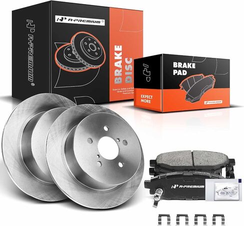 A-Premium 10.79 inch (274mm) Rear Solid Disc Brake Rotors + Ceramic Pads Kit Compatible with Select Subaru Model - Outback 2005-2009, Legacy 2005-2009 6-PC Set in Saudi Arabia