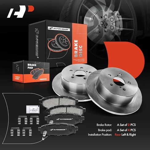 A-Premium 10.79 inch (274mm) Rear Solid Disc Brake Rotors + Ceramic Pads Kit Compatible with Select Subaru Model - Outback 2005-2009, Legacy 2005-2009 6-PC Set in Saudi Arabia