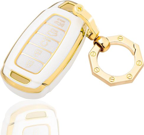 YHC for Hyundai Key Fob Cover Case with Gold Keychain fit Palisade Kona Elantra GT Veloster Silicone in Saudi Arabia