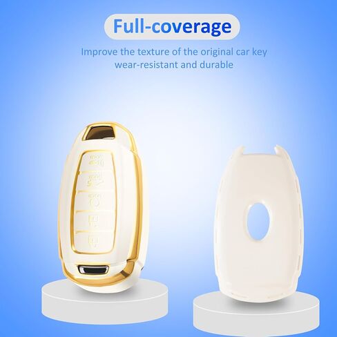 YHC for Hyundai Key Fob Cover Case with Gold Keychain fit Palisade Kona Elantra GT Veloster Silicone in Saudi Arabia