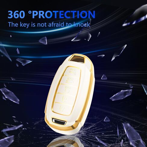 YHC for Hyundai Key Fob Cover Case with Gold Keychain fit Palisade Kona Elantra GT Veloster Silicone in Saudi Arabia