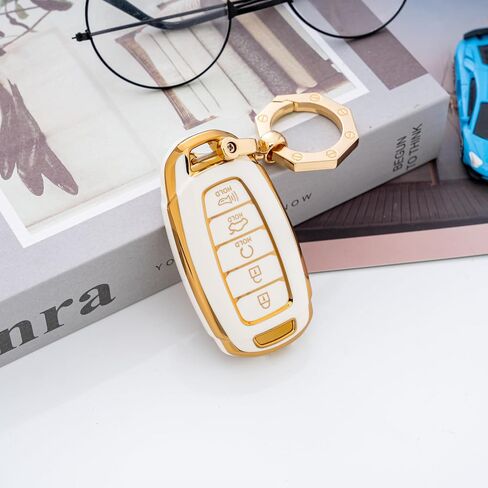 YHC for Hyundai Key Fob Cover Case with Gold Keychain fit Palisade Kona Elantra GT Veloster Silicone in Saudi Arabia