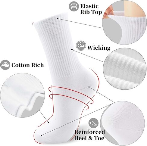 Black And White Womens Long Crew Socks for Teen Girls Lightweight Casual Breathable Cotton Mid Calf Socks 6 Pack in Saudi Arabia