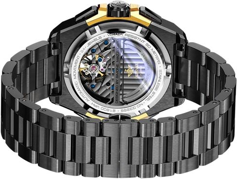 OUPINKE Watch for Men Automatic Wristwatch 3D Dial with 5ATM Waterproof Luminous Calendar Skeleton Watches-Sapphire Crystal Tungsten Steel Strap in Kuwait