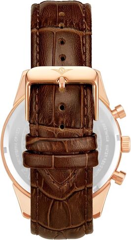 Stuhrling Original Mens Dress Watch Chronograph Analog Watch Dial with Date - Tachymeter 24-Hour Subdial Mens Leather Strap - Watches for Men Rialto Collection in Saudi Arabia