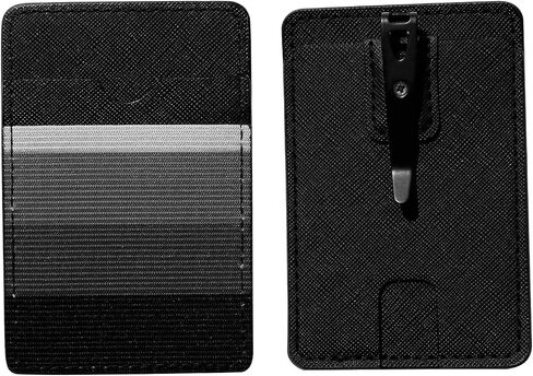 FORZEN Minimalistic Card Holder Wallet for Men and Women, Slim Elastic Vertical Credit Card Holder and Men Front Pocket Wallet with Clip (Black Stripe) in Kuwait