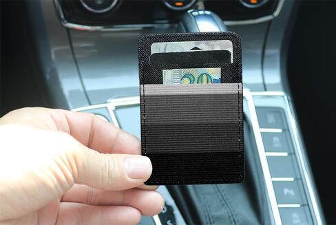 FORZEN Minimalistic Card Holder Wallet for Men and Women, Slim Elastic Vertical Credit Card Holder and Men Front Pocket Wallet with Clip (Black Stripe) in Kuwait