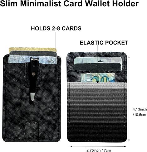 FORZEN Minimalistic Card Holder Wallet for Men and Women, Slim Elastic Vertical Credit Card Holder and Men Front Pocket Wallet with Clip (Black Stripe) in Kuwait