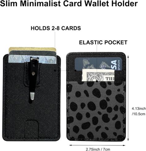 FORZEN Minimalistic Card Holder Wallet for Men and Women, Slim Elastic Vertical Credit Card Holder and Men Front Pocket Wallet with Clip (Black Stripe) in Kuwait