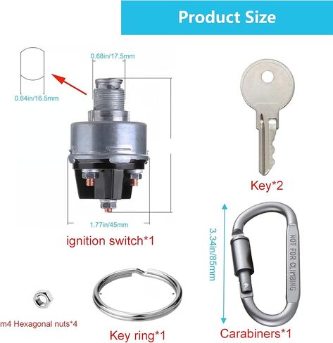 مفتاح إشعال WWZMDiB مع مفتاح، مفتاح إشعال عالمي بـ 4 أوضاع 12 فولت للسيارة والشاحنات والجرارات والمقطورة والرافعة الشوكية والمزيد، Acc/Off/IGN/Start (يأتي مع سلسلة مفاتيح) in Kuwait