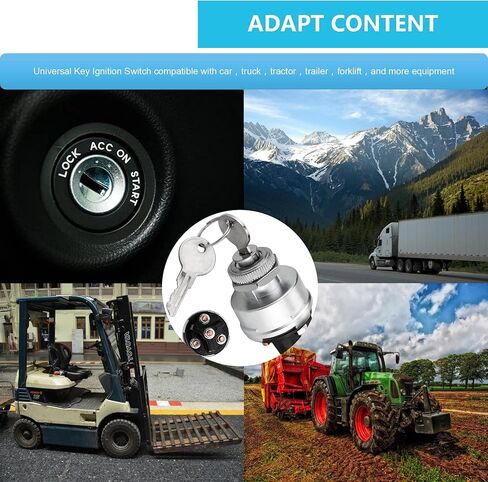 مفتاح إشعال WWZMDiB مع مفتاح، مفتاح إشعال عالمي بـ 4 أوضاع 12 فولت للسيارة والشاحنات والجرارات والمقطورة والرافعة الشوكية والمزيد، Acc/Off/IGN/Start (يأتي مع سلسلة مفاتيح) in Kuwait