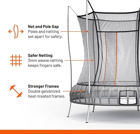 Thunder Springless Trampoline 12 FT 14 FT Trampoline with Enclosure - Recreational Trampolines with AntiRust Coating, ASTM Approved Outdoor Trampoline for Kids in Saudi Arabia