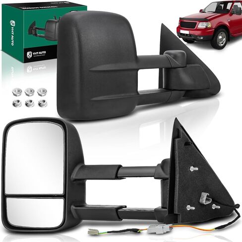 مرايا السحب YHTAUTO تناسب 1997-2003 F-150، 1997-1999 F-250، 2004 F-150 تراث، لا تناسب كابينة الطاقم، سائق تلسكوبي محدب قابل للتعديل بالطاقة ومجموعة زوج مرايا سيارة شاحنة بيك أب من جانب الركاب in Saudi Arabia