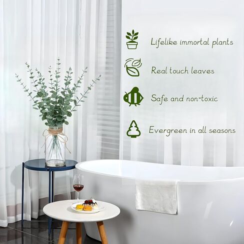 Artificial Plants Olive Branch in Glass Vase, 14.5" Fake Plant Greenery Stems with Olive Branches Faux Eucalyptus Stems for Home Office Farmhouse Wedding Table Centerpiece Décor in Saudi Arabia