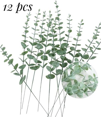 Artificial Plants Olive Branch in Glass Vase, 14.5" Fake Plant Greenery Stems with Olive Branches Faux Eucalyptus Stems for Home Office Farmhouse Wedding Table Centerpiece Décor in Saudi Arabia