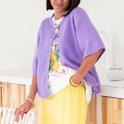 Women Knitted Cropped Cardigan Sweater Short Sleeve Button Down Y2k Top in Kuwait