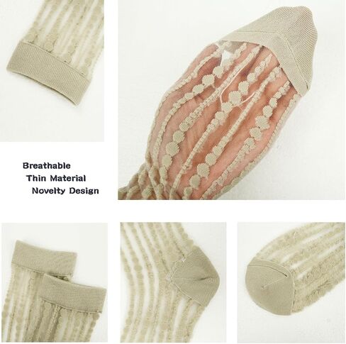 Benefeet Sox Womens Girls Sheer Socks Lace Mesh Crew Socks Transparent See Through Socks Ultra Thin Silk Nylon Dress Socks in Saudi Arabia