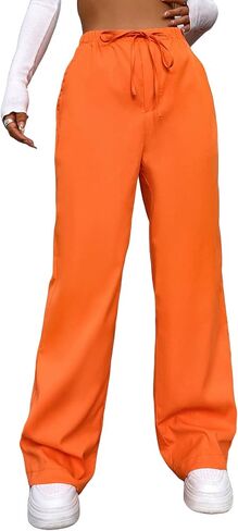 SOLY HUX Women's Cargo Pants Elastic High Waisted Loose Straight Jogger Leg Pocket Trousers Y2K Pants in Saudi Arabia