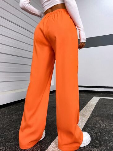 SOLY HUX Women's Cargo Pants Elastic High Waisted Loose Straight Jogger Leg Pocket Trousers Y2K Pants in Saudi Arabia