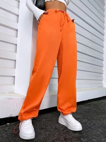 SOLY HUX Women's Cargo Pants Elastic High Waisted Loose Straight Jogger Leg Pocket Trousers Y2K Pants in Saudi Arabia