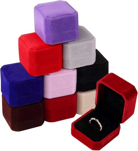 Lamoutor 9Pcs Velvet Ring Box Earring Box Jewelry Gift Box Assorted Color in Saudi Arabia