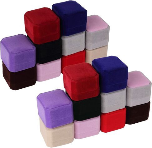 Lamoutor 9Pcs Velvet Ring Box Earring Box Jewelry Gift Box Assorted Color in Saudi Arabia