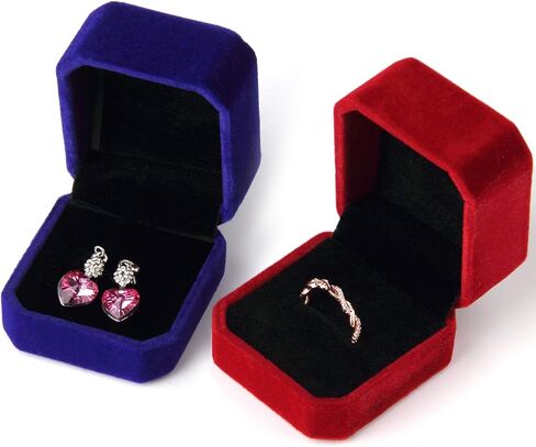 Lamoutor 9Pcs Velvet Ring Box Earring Box Jewelry Gift Box Assorted Color in Saudi Arabia