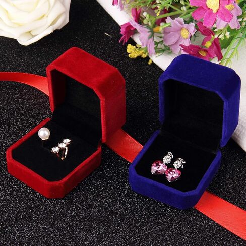 Lamoutor 9Pcs Velvet Ring Box Earring Box Jewelry Gift Box Assorted Color in Saudi Arabia