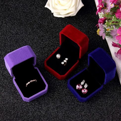 Lamoutor 9Pcs Velvet Ring Box Earring Box Jewelry Gift Box Assorted Color in Saudi Arabia