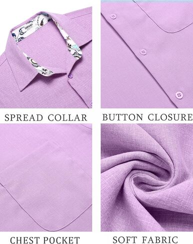 COOFANDY Men's Short Sleeve Button Down Casual Linen Shirts Summer Beach Shirt Vacation Wedding Shirts with Pocket in Saudi Arabia