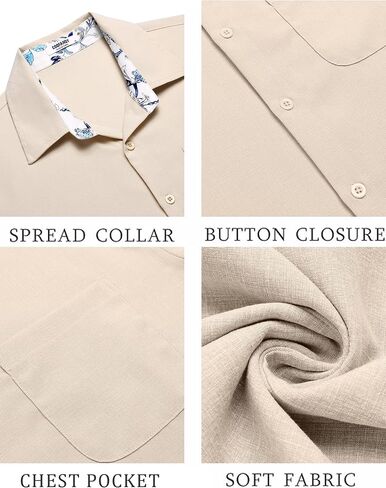 COOFANDY Men's Short Sleeve Button Down Casual Linen Shirts Summer Beach Shirt Vacation Wedding Shirts with Pocket in Saudi Arabia