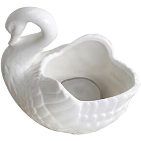 Holibanna Ceramic Swan Ceramic Tealight Holder Swan Candle Holder Swan Ornament White Ceramics Accessories