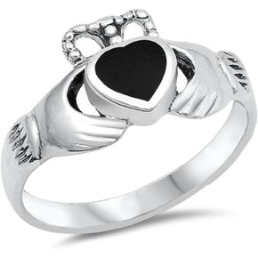 CHOOSE YOUR COLOR Sterling Silver Claddagh Heart Promise Ring