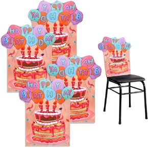 Okllen 4 Pieces Birthday Chair Cover for Classroom, Happy Birthday Seat Cover for Party Decorations, Pink