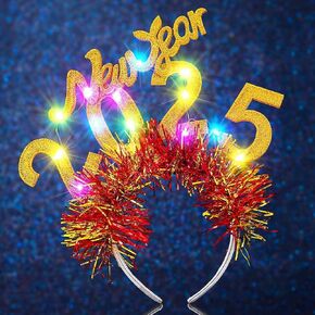 JEAIRTS Light Up Christmas 2025 Headband Glowing New Year Hair Hoop Led Xmas Headpiece Festive Holiday Hair Accessories