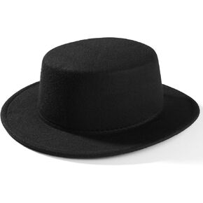 Fashion Classic Black Fedora Hats Costume Outfit - Flat Wide Brim Church Cap Jazz Hats, for Women and Men