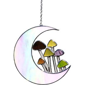 Stained Glass Window Hanging Suncatchers Blue Wall Art - Element Earth Tones Modern Design Home Decor Or Garden Decoration