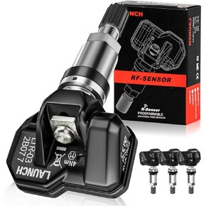 LAUNCH LTR-03 TPMS Sensors, TPMS Sensor 315MHZ+433MHZ RF Dual Frequency Tire Pressure Monitor System Sensors, TPMS Relearn Tool for ATEQ / CRT5011E, Metal Valve (4 Pack), Update Ver. of LAUNCH LTR-01