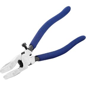 8 Inches Glass Running Pliers with Rubber Tips, Glass Pliers with Curved Jaws, Heavy Duty Key Fob Pliers Tool for Stained Glass Cutting Mosaics Breaking