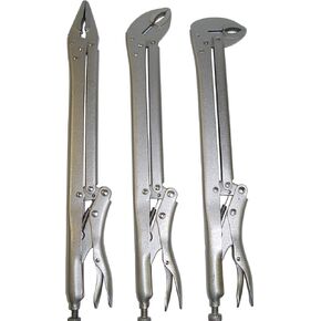 3 PC 15" EXTRA LONG LOCKING PLIERS SET w/Straight, 45 & 90 degree Bent Nose