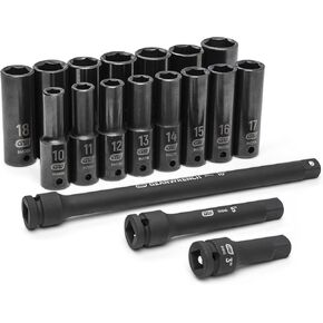 GEARWRENCH 44 Piece 1/2" Drive Standard & Deep SAE/MM Impact Socket Set - 89094