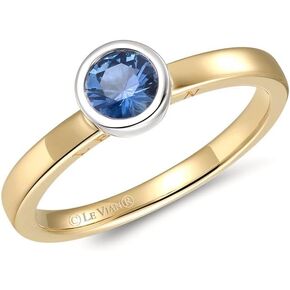 Sapphire Statement Ring for Women I 14k White and Yellow Gold Ring for Her Anniversary Promise Wedding Ring Size 7 by LeVian