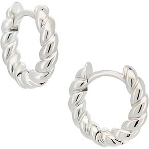 316L Stainless Steel Twisted Rope Huggie Hoop Earrings, Sold as a Pair