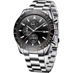 Mens Watches Sport Analog Quartz Watch Gifts for Men Classic Chronograph Stylish Elegant Wristwatches 30M Waterproof 45MM