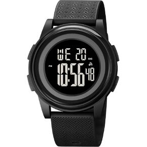 Digital Watches Men Ultra-Thin Minimalist Sports Waterproof with Wide-Angle Display Rubber Strap Wrist Watch for Men