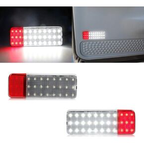 RUXIFEY LED Interior Door Light Door Panel Courtesy Lights Compatible with Ford F150 F250 Bronco 1992-1996, F350 1992-1997, Full LED Car Door Lamp Assembly White & Red - Pack of 2